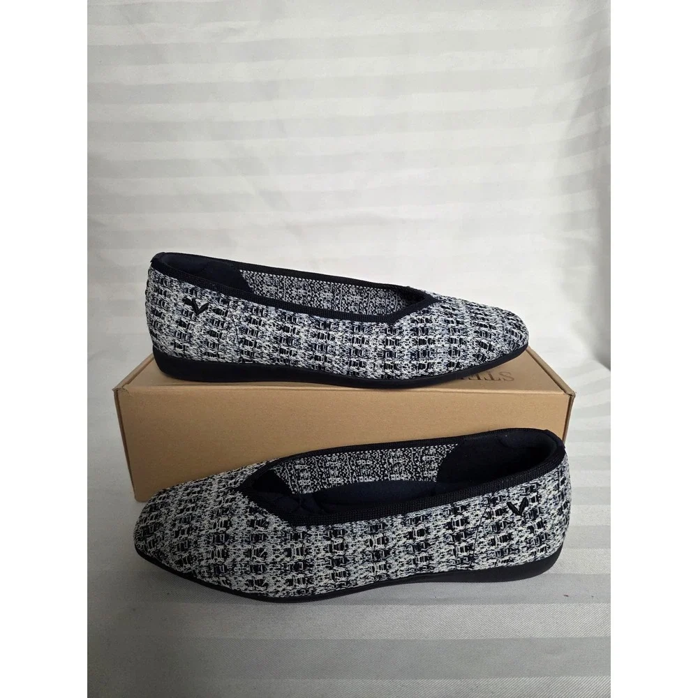 VIVAIA Walker Multi‎ Blue Tweed Square Toe Flats New Size EU 38.5 US 7